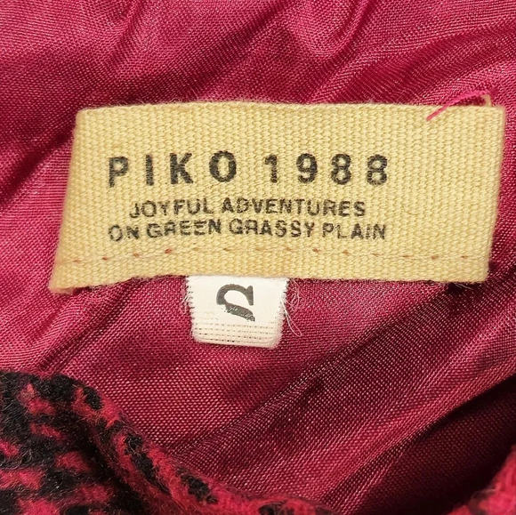 Piko 1988 Red Black Tartan Buffalo Plaid Checkered Shift Mini Dress Size Small - Picture 4 of 10